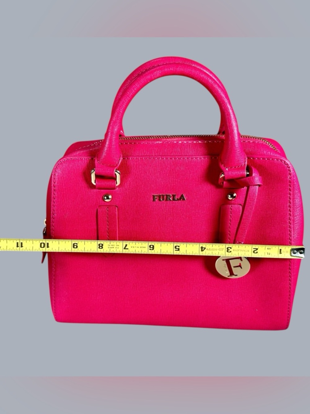 Furla Elena Saffiano Leather Satchel Bag in Fuschsia - Picture 14 of 14